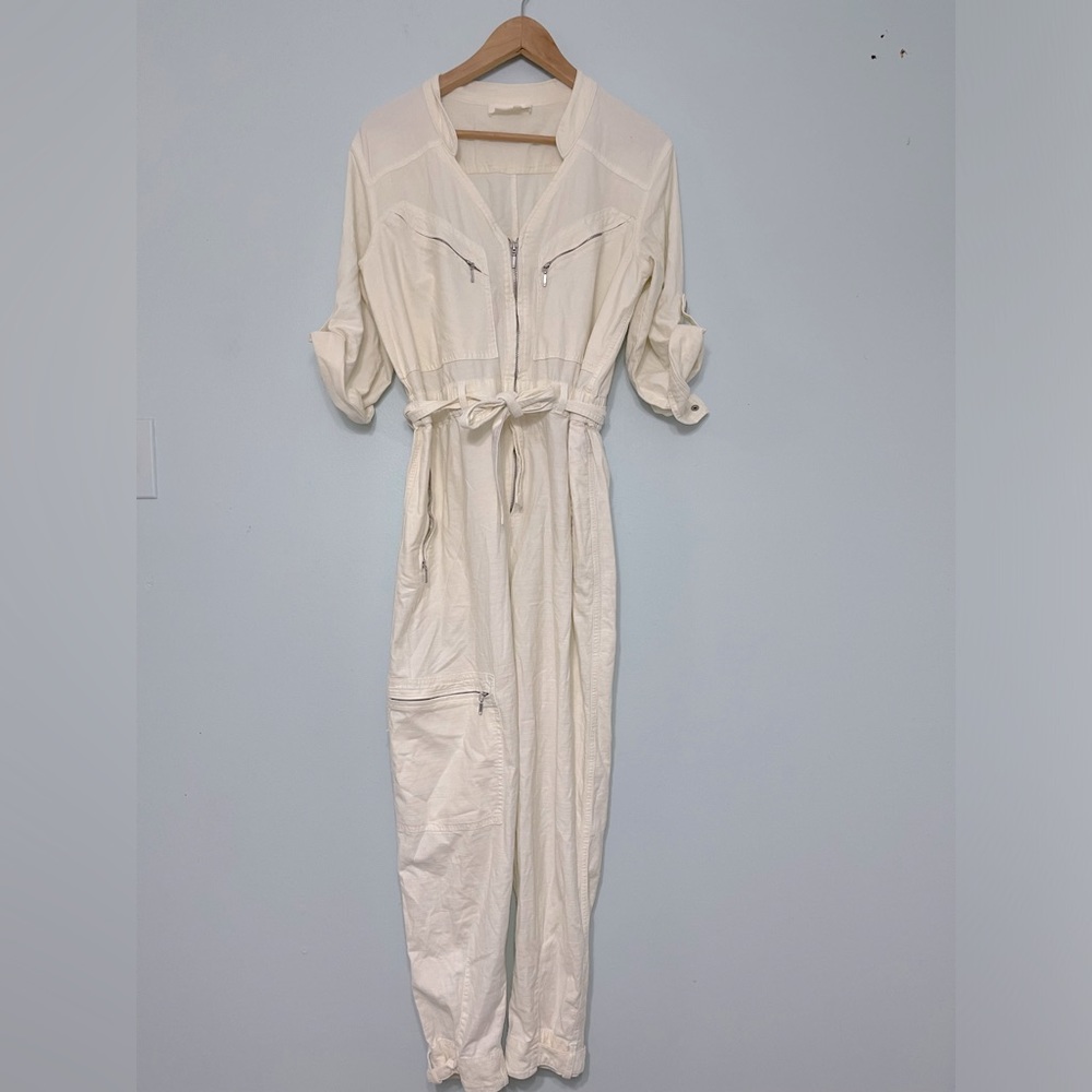 Anthropologie cream jumpsuit